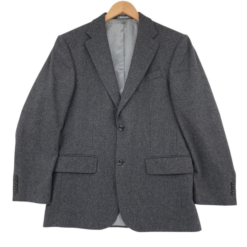 Vtg Oscar de la Renta Cashmere Blazer 40R Sport Coat Flannel Gray Classic Luxury